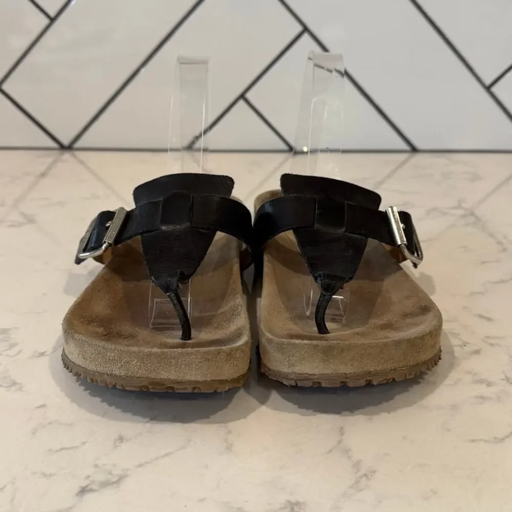 Rare Michael Kors Birkenstock like black leather sandals size 10 made in Italy